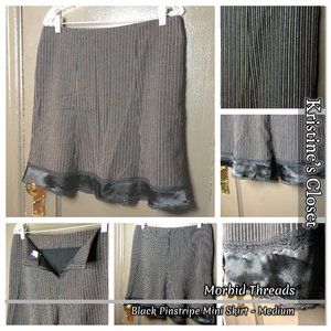 Morbid Threads Black Pinstripe Mini Skirt - Medium